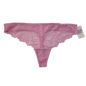ON GOSSAMER G2426 Luxe Lace Thong Panty Underwear‎ Small Pinkberry NWT